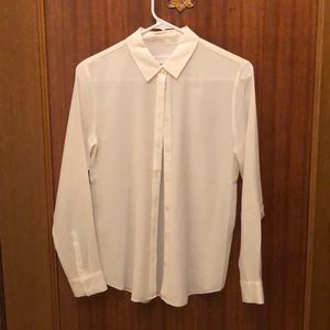 Everlane white slim silk skirt size 2